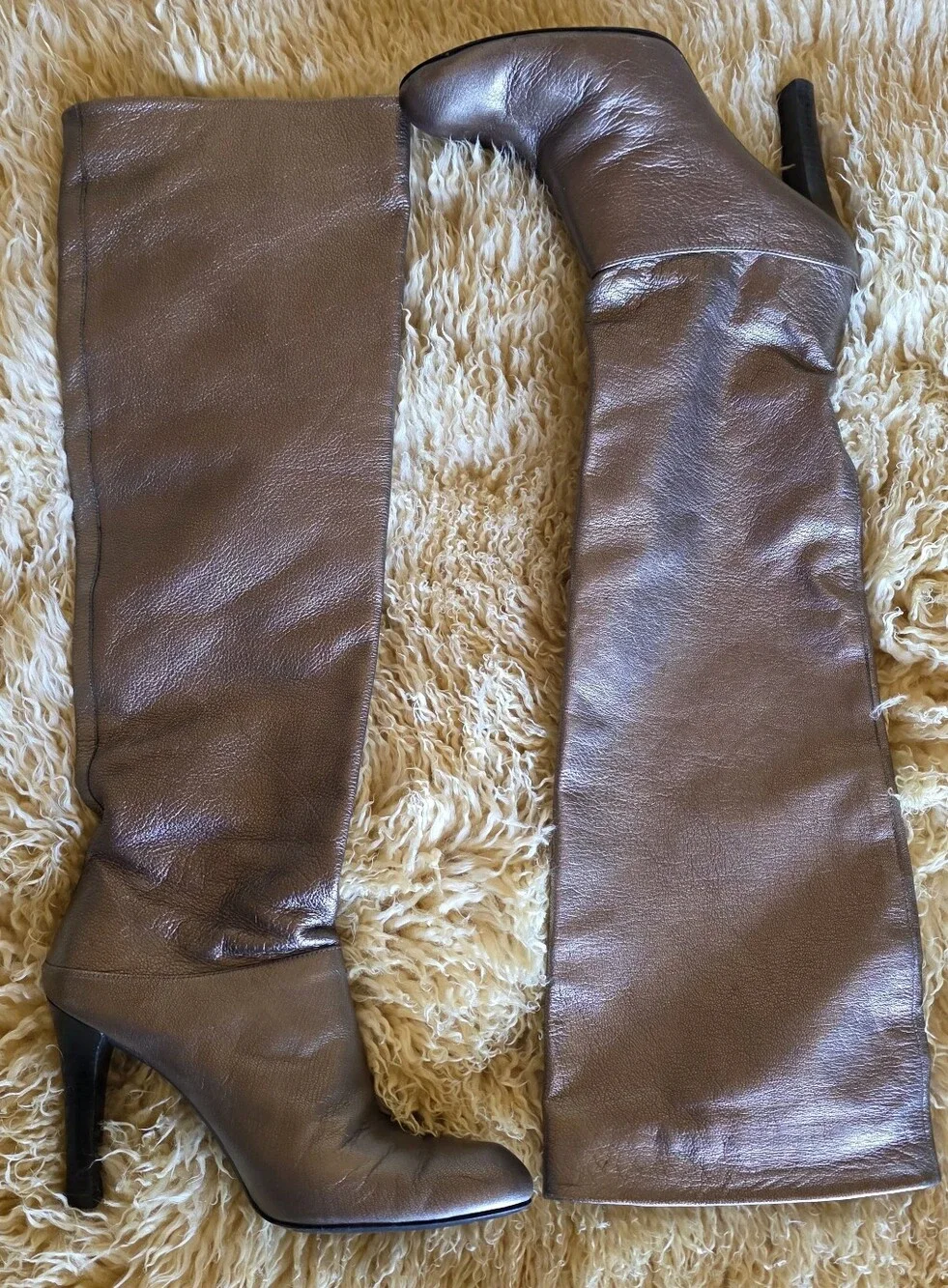 Stuart Weitzman Brass Brown Leather Knee High Boots Size 7.5
